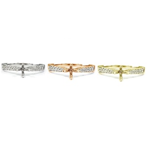 Création Personnalisée d'Inspiration, Demi-Monture Classique en Or Blanc 18 carats avec Diamants Véritables, Sertissage Pavé, Échantillon Plaqué Or pour Mariage, Cadeau - Product Image 4