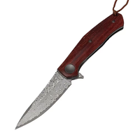 Couteau pliant en acier de Damas avec étui, poignée, pour le camping en plein air, la survie, la poche