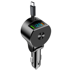 Vendeur en gros de gadgets de voiture PD30W USB Type <span class=keywords><strong>C</strong></span> pour iPhone avec affichage LED allume-cigare <span class=keywords><strong>3</strong></span> en 1 chargeur de voiture rétractable - Product Image 1