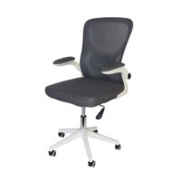 Chaise de bureau ergonomique pivotante à 360 degrés, cadre blanc, tissu rose, accoudoirs réglables pour la maison