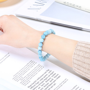 New Fashion Natural Stone acquamarina elastic force Beads bracciali bracciale con perline di pietre preziose per uomo e donna - Product Image 3