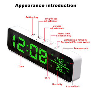 Tuya WIFI Smart <span class=keywords><strong>Digital</strong></span> Room Termómetro Higrómetro Control de voz Sensor de temperatura y humedad <span class=keywords><strong>Reloj</strong></span> despertador - Product Image 2