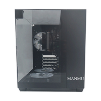 Gabinete de PC para Juegos Manmu MicroATX Mid Tower RGB con Panel Lateral de Aleación de Aluminio y Acero, Color Negro, en Stock
