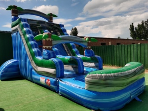Jeux de toboggan aquatique commercial de palmier de 18.5ft <span class=keywords><strong>maison</strong></span> de rebond cavalier toboggan gonflable extérieur d'enfants avec la vente de piscine - Product Image 2