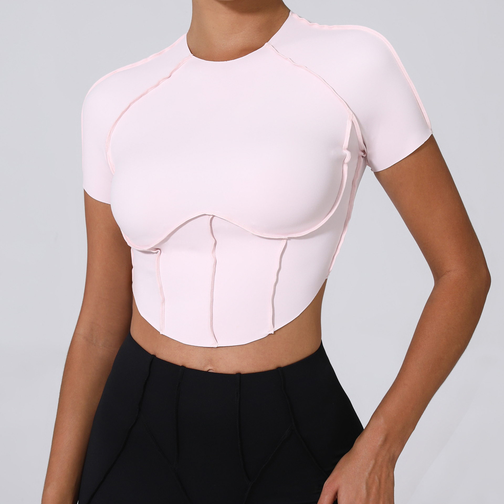 Women's 3D Tight Quick Dry Fabric Stretchy Yoga Short Sleeve for Yoga Practice & Training