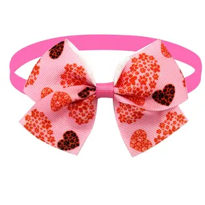 Pequeño perrito Día de San Valentín pajarita Collar amor Rosa niña perros corbata verano suministros para mascotas accesorios Material de tela - Product Image 3
