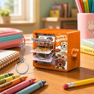 Porte-clés jouet en plastique, boîte de visualisation de menu animé à manivelle, thème chiens, objet de collection, vente en gros - Product Image 1