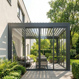 Pergola bioclimatique moderne en alliage d'aluminium pour extérieur, imperméable, avec rideau roulant automatique, pour patio, cour arrière, gazebo - Product Image 5