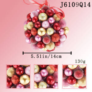 <span class=keywords><strong>Boule</strong></span> <span class=keywords><strong>de</strong></span> Noël suspendue personnalisable avec des boules multicolores, sphère décorative à finition mixte pour la décoration des fêtes - Product Image 2
