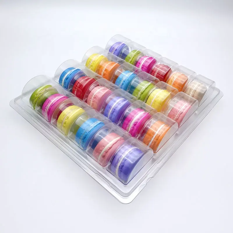 Vendita calda 24 pezzi macaron cookie clear PET blister in plastica confezione per display