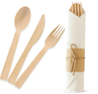 Couverts en bambou biodégradables écologiques-Ensemble de couteaux à fourchette et cuillère jetables pour les fêtes