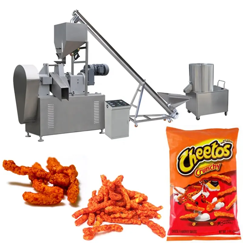 Cheetos namkeen kurkure aperitivo chips extrusora de fabricación de línea de producción de máquina de precio de la planta