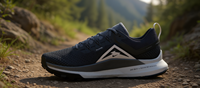 Chaussures de course unisexes React Pegasus Trail 4 noires et gris foncé en mesh, semelle extérieure en caoutchouc pour le printemps et les activités de plein air