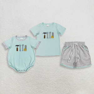 Nouvel ensemble de vêtements pour garçons, short bleu à manches courtes avec poche et short rayé à motif canard, ensemble de vêtements pour enfants en deux pièces - Product Image 4