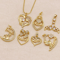 Vente en gros de colliers pendentifs de luxe pour femmes, en cuivre plaqué or 18 carats avec zircone, cadeau pour la fête des mères