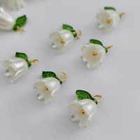 Bracelet et boucle d'oreille fleur feuille 3D plaqué or accessoires perle multicolore bijoux à bricoler soi-même breloques Lily Valley matériau principal alliage
