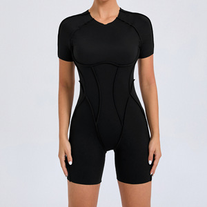 Body deportivo tridimensional para mujer, ropa deportiva ajustada de manga corta, <span class=keywords><strong>monos</strong></span> de Yoga calados, <span class=keywords><strong>monos</strong></span> de una pieza - Product Image 2