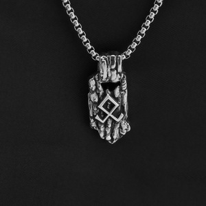 Collar con Colgante de Acero Inoxidable para Hombre, Estilo Nórdico Vintage, Diseño Geométrico con Runas Vikingas, Asimétrico, Joyería de Regalo - Product Image 4