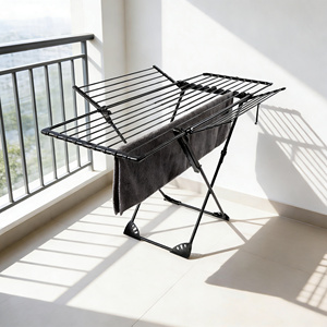 Séchoir à linge métallique robuste pliable et extensible avec ailes <span class=keywords><strong>pour</strong></span> le séchage des vêtements et des serviettes - Product Image 5