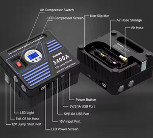 Hot 3400A Portable 6 en 1 <span class=keywords><strong>batterie</strong></span> de voiture <span class=keywords><strong>Booster</strong></span> chargeur <span class=keywords><strong>batterie</strong></span> externe construit compresseur d'air sortie voiture saut démarreur Kit d'urgence - Product Image 4