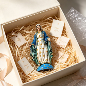 Statua Religiosa in Resina della Vergine Maria, Decorazione da Scrivania, Souvenir Cattolico da Collezione, Regalo per Credenze Religiose - Product Image 2