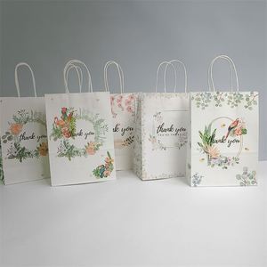 Bolsa de Regalo de Papel de 26*12*33cm con Asa, Bolsas de Embalaje Portátiles con Diseño Floral, Recuerdos de Boda para Invitados, Decoración para Regalos de Cumpleaños - Product Image 1