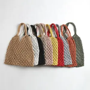 cotton 100%handmade bag women fashion handbag weave summer beach bag Simple style straw bag Bohemian style