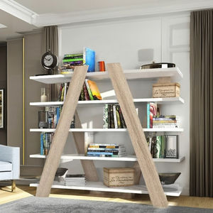 Armoire de rangement en bois blanc moderne à 5 étagères Sena, bibliothèque durable et minimaliste contemporaine pour la maison, le bureau, la bibliothèque, le salon - Product Image 2