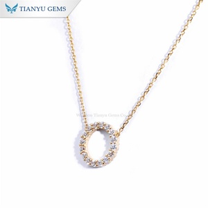 Tianyu Gems Round DEF VVS1 Moissanite Diamonds 2,0mm 14K Oro amarillo con collar de cadena de 45cm para mujer - Product Image 3