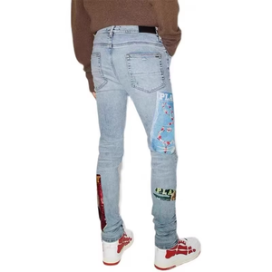 Jeans da <span class=keywords><strong>Uomo</strong></span> di Alta Qualità Personalizzabili, Nuovi Jeans Digitali Stampati Azzurri di Lusso Stile High Street, Pantaloni Estivi in Denim da <span class=keywords><strong>Uomo</strong></span> - Product Image 3