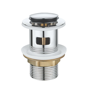 Vanne de vidange G1-1/4 en acier inoxydable à bouton-poussoir pour lavabo de salle de bain, avec système Click Clack et raccord de vidange - Product Image 1
