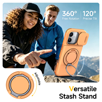 Étui de téléphone antichoc magnétique avec porte-cartes rotatif et fenêtre coulissante pour iPhone 17 16 Pro Max