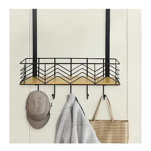 Custom Kitchen Bathroom Organizer Hook Rack Storage Organizer Shelves Metal Over Door Hook Hanger Basket