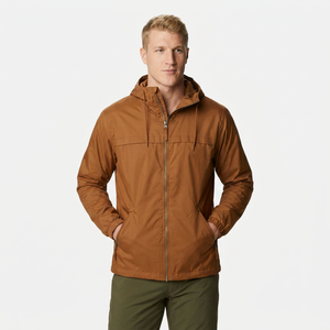 Men's Hooded Waterproof Windproof Windbreaker Jacket Autumn Casual Zipper Closure Plain Dyed Front Polyester Shell Solid Color - Product Image 1