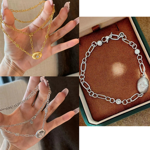 Bracelet pour femme style vintage français, petite marguerite, collier luxueux haut de gamme avec étoile à six branches brossée et zircon, cadeau - Product Image 1