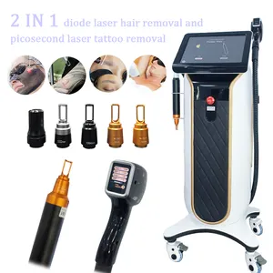 Good quality 2in1 picosecond tattoo removal skin Freckle removal 4 Wavelengths Ice Diodo Depilacion Diode Hair Removal Machine