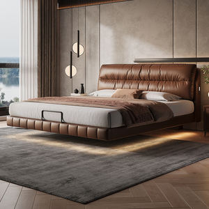 เตียงคิงไซส์หนังแท้แบบลอยตัว รุ่นใหม่ ปี 2025 หุ้มเบาะหรูหรา สำหรับห้องนอนใหญ่ พร้อมที่เก็บของแบบซ่อน เตียงคู่ระดับไฮเอนด์ - Product Image 2