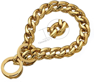 14mm Luxury Durable Monochrome Pet <b>Dog</b> Collar Stainless Steel Cuban Chain Lock Buckle Gold Silver <b>Dog</b> <b>Leash</b> - Product Image 2