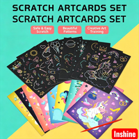 Set Seni Gores Ajaib Pelangi untuk Anak-Anak, Kartu Seni Gores Tema Unicorn, Laut, Luar Angkasa, Dinosaurus, Perlengkapan Kerajinan Gambar DIY untuk Anak Laki-Laki dan Perempuan