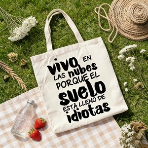 <span class=keywords><strong>Bolsa</strong></span> <span class=keywords><strong>de</strong></span> lona con cita en español, estampado <span class=keywords><strong>de</strong></span> "Vivo En Las Nubes", <span class=keywords><strong>bolsa</strong></span> <span class=keywords><strong>de</strong></span> hombro sarcástica y humorística - Product Image 2
