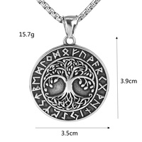 Collier pendentif homme nordique en acier inoxydable plaqué or arbre de vie viking avec runes perle de diamant religieux pour les fêtes