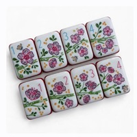 Mahjong américain élégant en acrylique, 7 couches, motif montgolfière orange, pour 4 personnes, idéal pour les moments de divertissement en famille