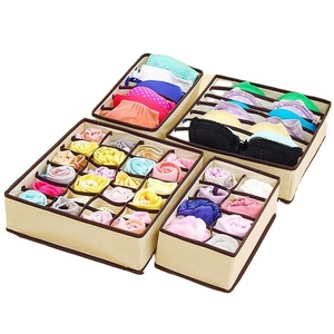 Wholesale Hot sell fabric foldable Bra Closet divider box underwear storage Drawer organizers nylon travel bra organizer bag