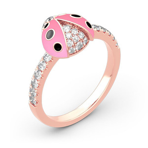 Anello a Forma di Coccinella di Colore Rosa, Design Creativo per Donne - Product Image 3