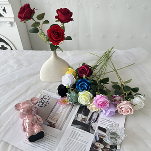 Bán Buôn Nhung Rose Flower Duy Nhất Gốc 50Cm Nhân Tạo Tăng Đỏ Trắng Đen Cho Đám Cưới Nhà Valentine Của Ngày Quà Tặng DIY Trang Trí Nội Thất - Product Image 3