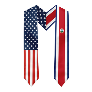 ผ้าพันคอสำเร็จการศึกษาแบบซาตินสำหรับผู้ใหญ่ ขนาด 13*180 ซม. สำหรับการศึกษาต่อต่างประเทศระหว่างสหรัฐอเมริกาและคอสตาริกา - Product Image 1