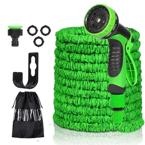 10 Patterns 100 Feet Folding Retractable Expandable Magic Garden Water Hose Pipe Set with Water Gun