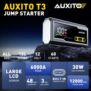 AUXITO T5 Démarreur de batterie portable 20000mAh 12V avec affichage numérique, chargeur de batterie de voiture avec sortie USB-A et pinces - Product Image 3