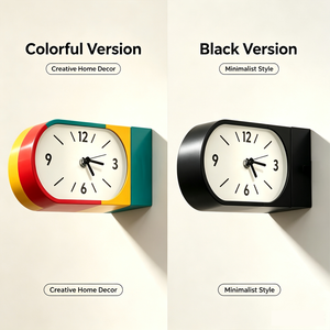 Orologio da Parete Retrò Multicolore Quadrato, Orologio Angolare Bifacciale Curvo Rosso Brillante, Giallo e Verde - Product Image 6