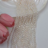 Perles d'eau douce naturelles en vrac, de qualité AAA/AA, de 3-4 mm, en forme de mini-riz, percées sur le dessus, pour la création de colliers et bracelets DIY